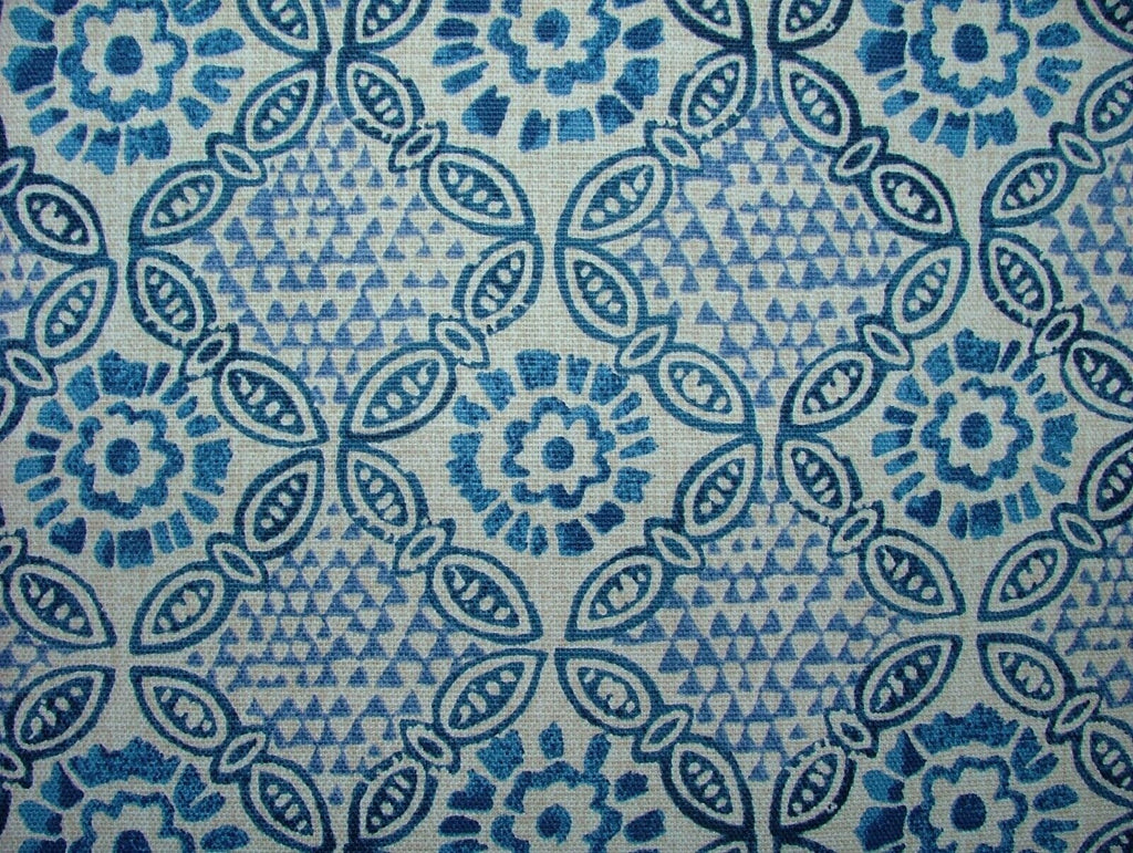 Grand Bazaar Batik Blue Cotton Curtain Upholstery Cushion Roman Blind Fabric