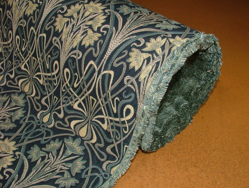 2 Metres Art Nouveau Navy Blue Thick Jacquard Curtain Upholstery Cushion Fabric