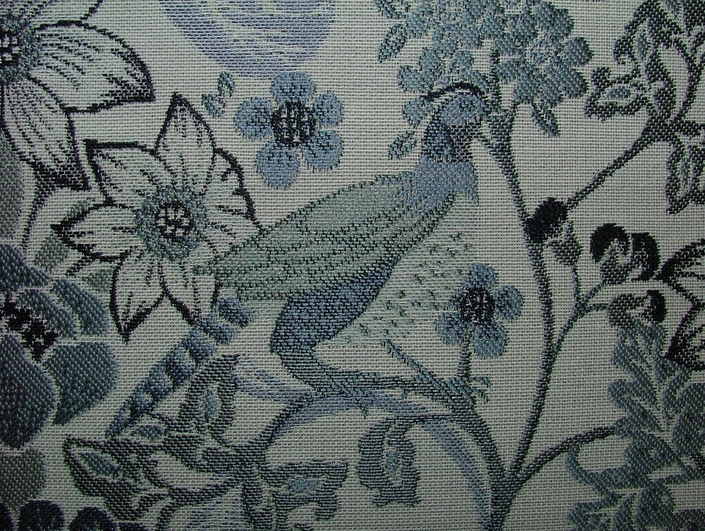 Morris Bird Delft Blue Jacquard Fabric  Curtain Upholstery Cushion Throws Use
