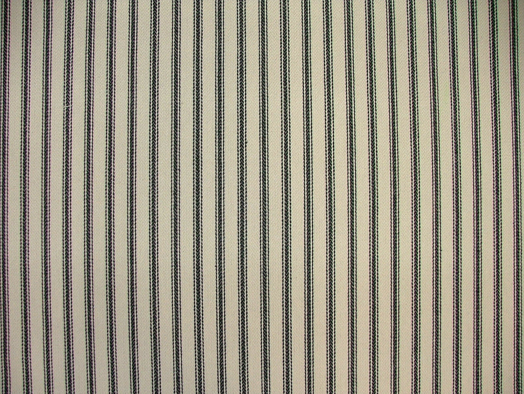 Harrogate Herringbone Black Natural Cotton Ticking Curtain Upholstery Fabric