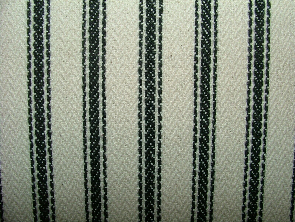 Harrogate Herringbone Black Cream Cotton Ticking Curtain Upholstery Fabric