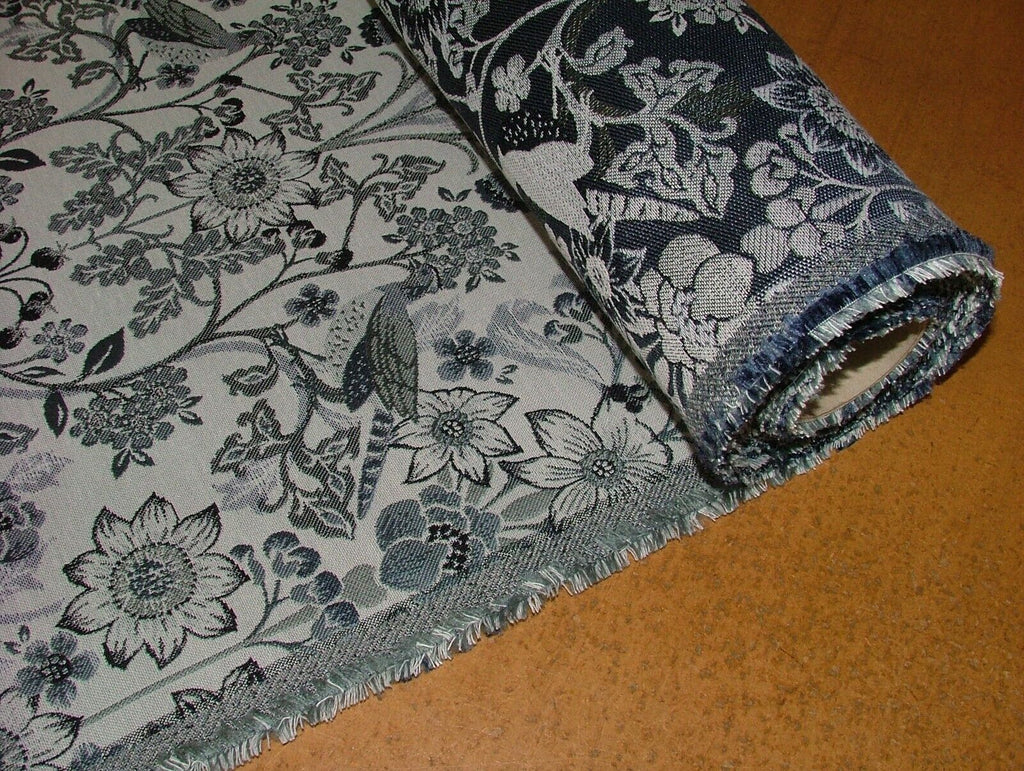 Morris Bird Delft Blue Jacquard Fabric  Curtain Upholstery Cushion Throws Use