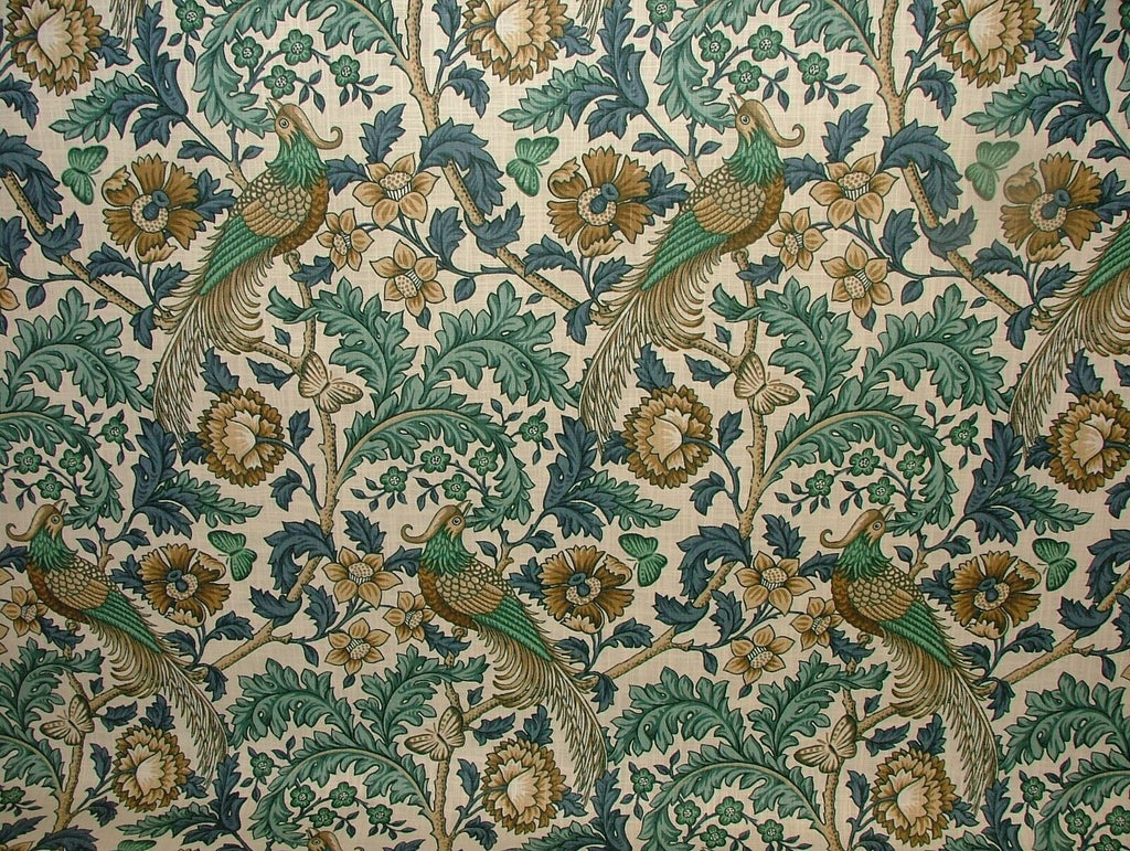 Oakmere Verdigris Cotton Curtain Upholstery Quilting Roman Blind Fabric Morris