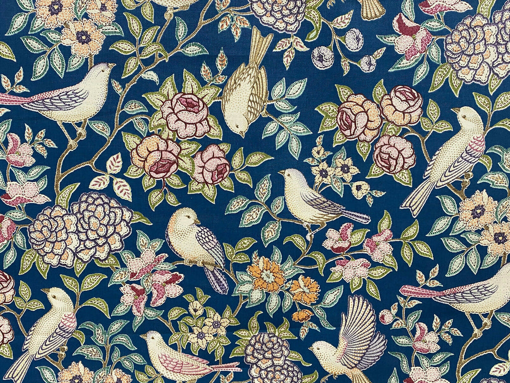 Morris Bird Floral Blue Curtain Upholstery Cushion Roman Blind Quilting Fabric
