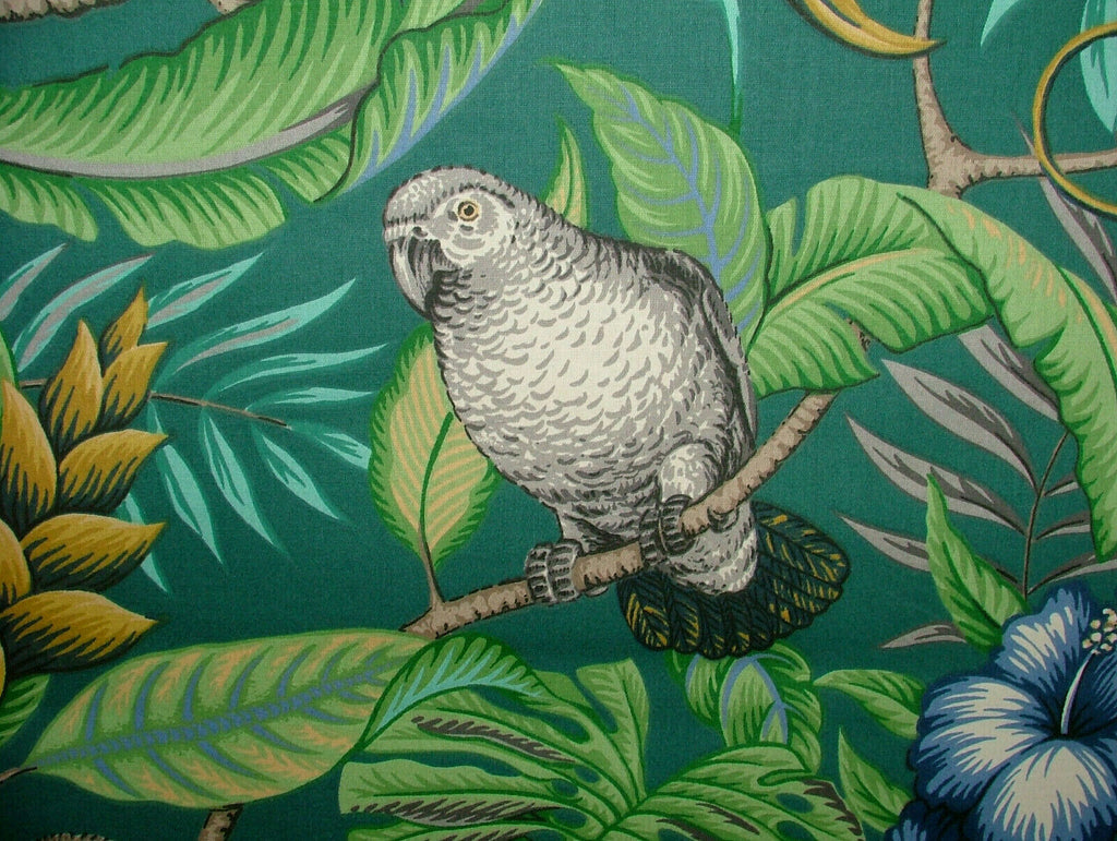Lagoon Tropical Birds Monkey Cotton Fabric Curtain Upholstery Blind Cushion