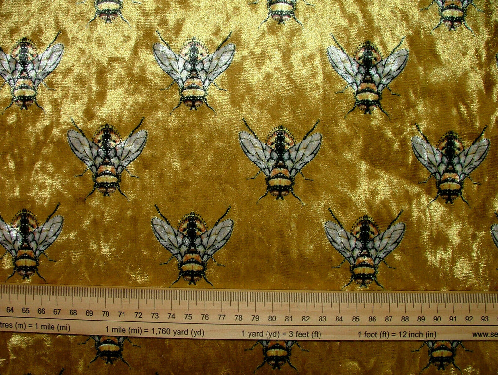 Luxurious Bees Plush Velvet Bee Fabric Curtain Upholstery Cushion Roman Blinds