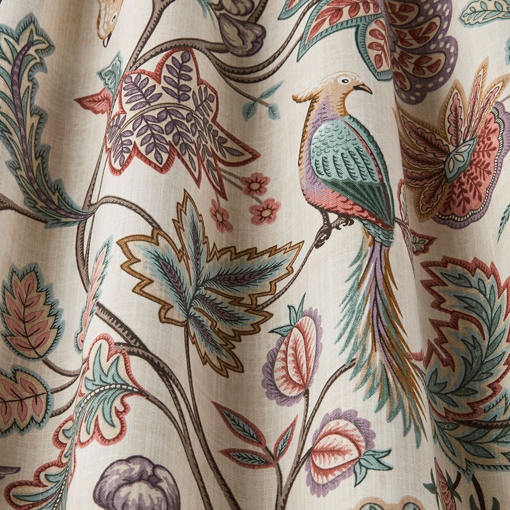 Chanterelle Wineberry Ornate Bird Floral Curtain Upholstery Cushion Blind Fabric