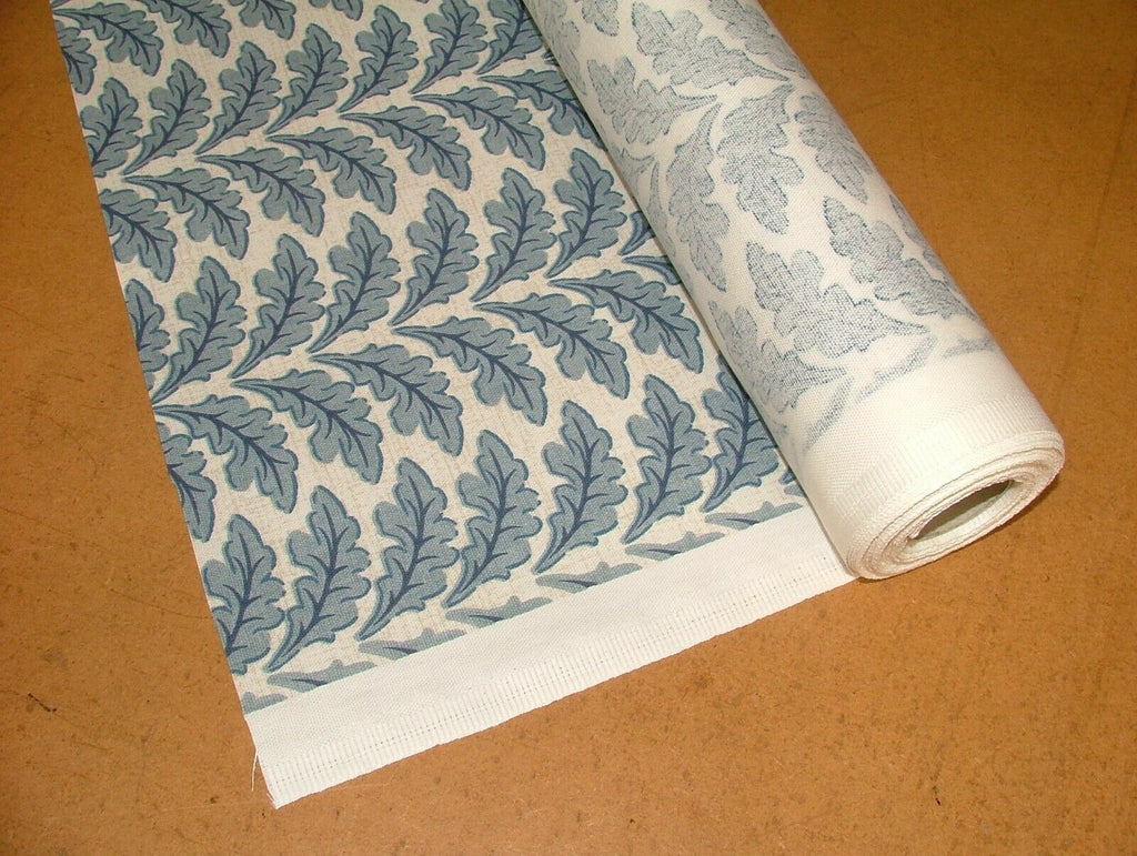 10 Metres Morris Leaf Delft Blue Cotton Curtain Upholstery Roman Blind Fabric