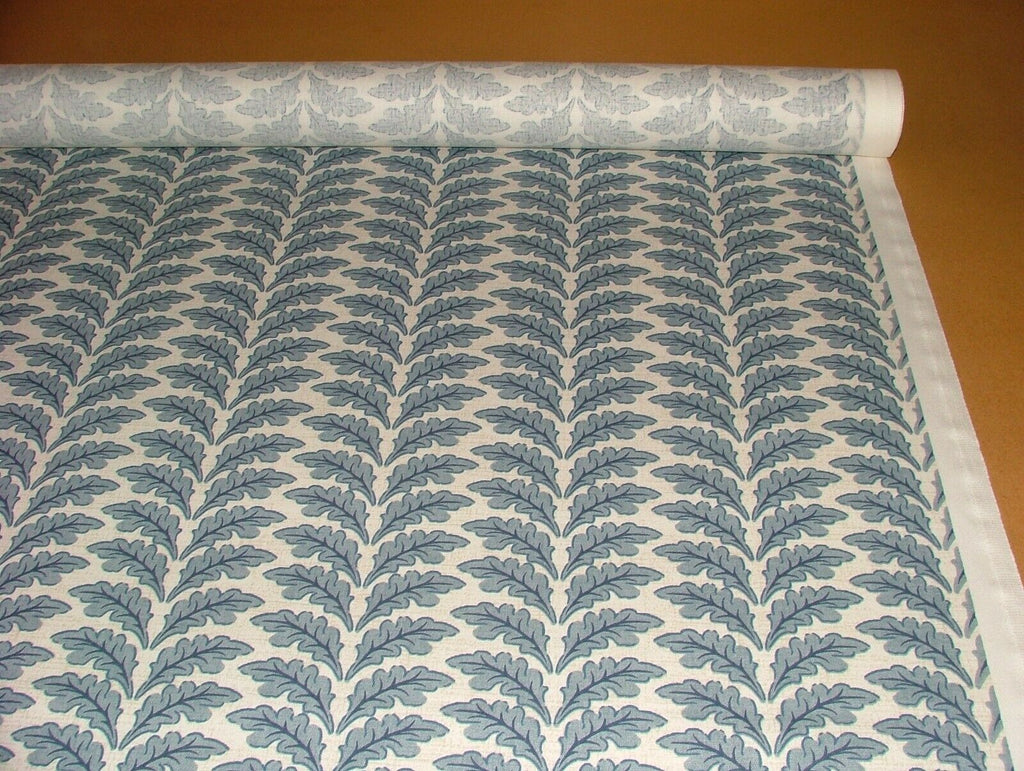 10 Metres Morris Leaf Delft Blue Cotton Curtain Upholstery Roman Blind Fabric