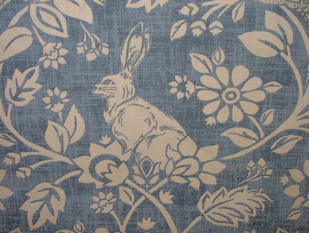 10 Metre Heathland Hares Indigo Game Bird Cotton Curtain Blind Upholstery Fabric