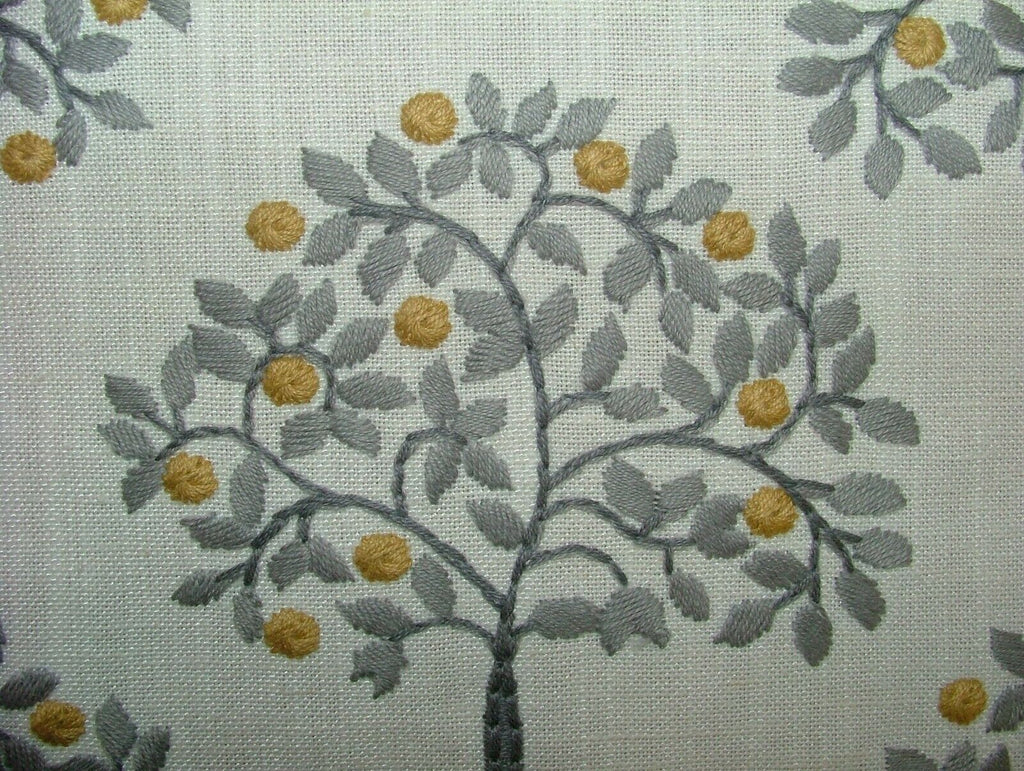 5 Metre iLiv Orange Grove Ochre Embroidered Fabric Curtain Upholstery Cushion