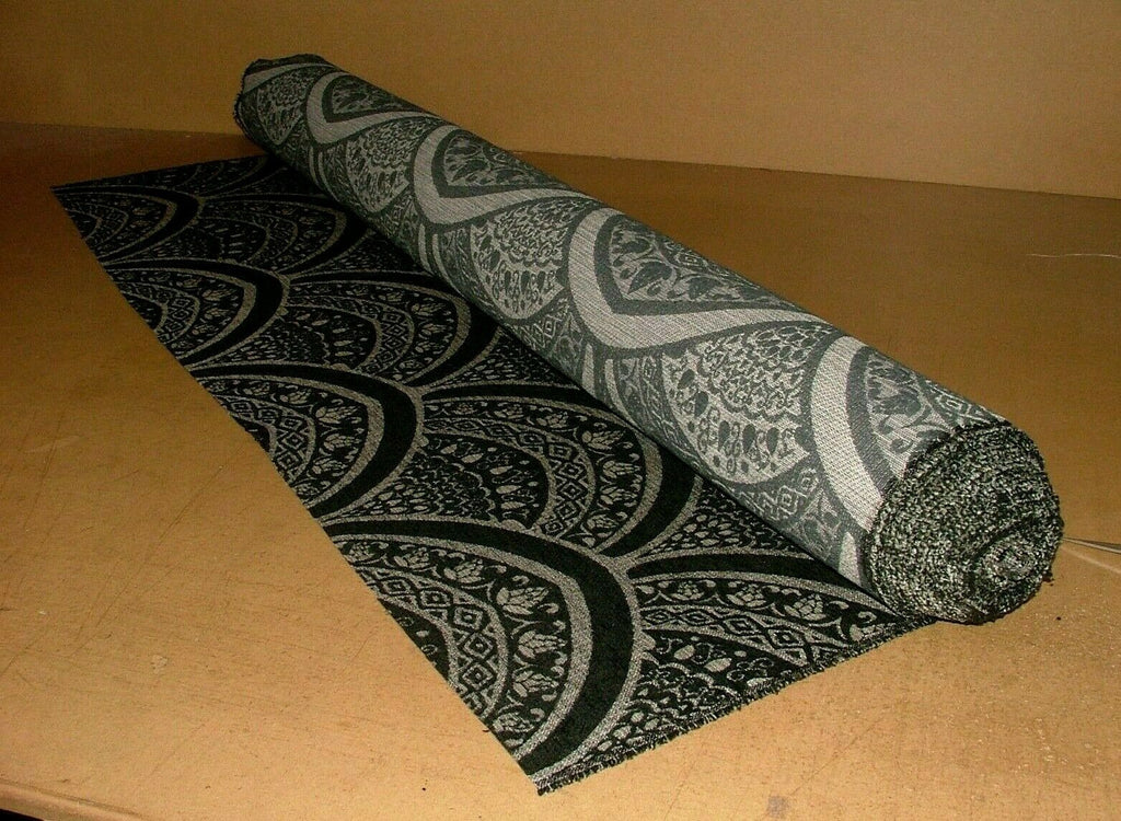 12 Metre Art Deco Black Flame Retardant Chenille Fabric Cushion Upholstery