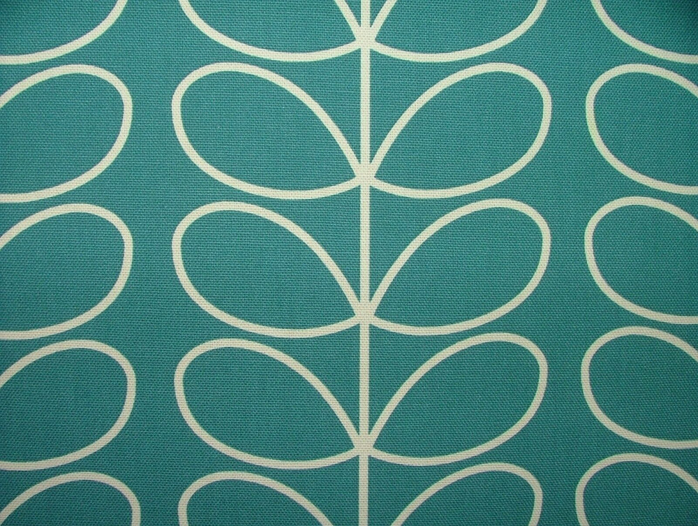 Designer Orla Kiely Linear Stem Deep Duck Egg Teal Curtain Upholstery Fabric