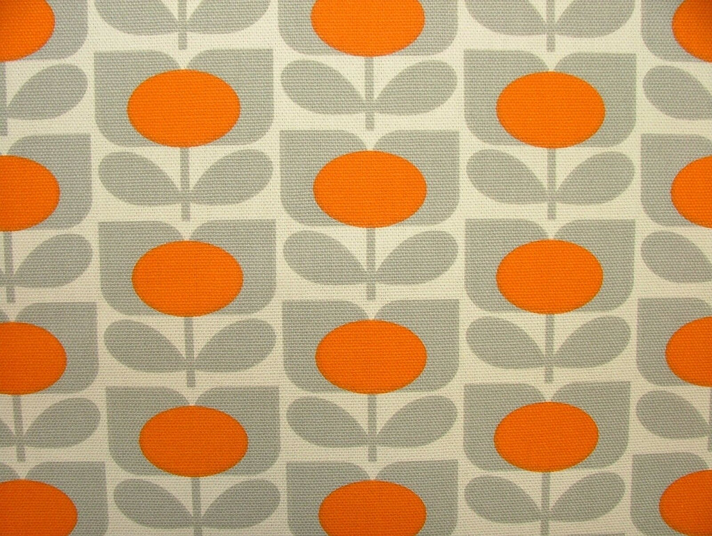 Designer Orla Kiely Ditsy Cyclamen Orange Cotton Curtain Upholstery Fabric