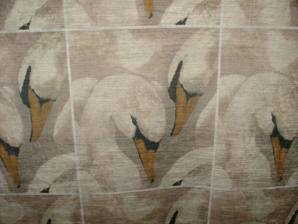4 x Majestic Swans Clay Velvet Fabric Cushion Panels  / Cushion Bag Making Use