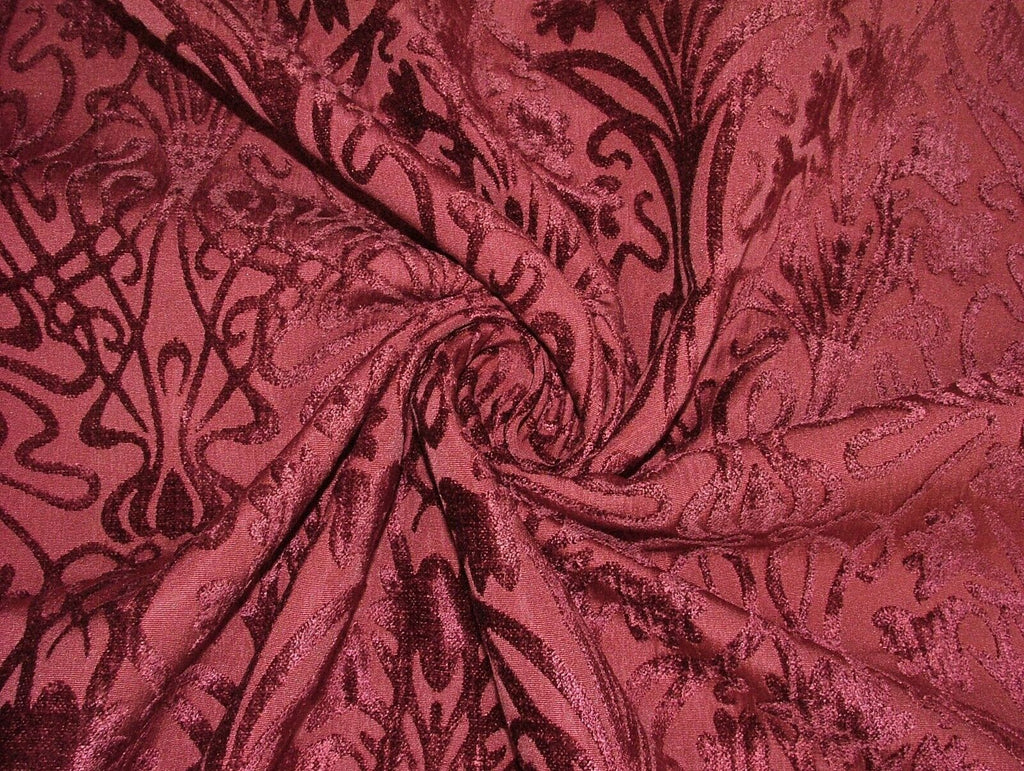 Art Nouveau Carmine Red Thick Chenille Fabric Curtain Upholstery Cushion Blinds