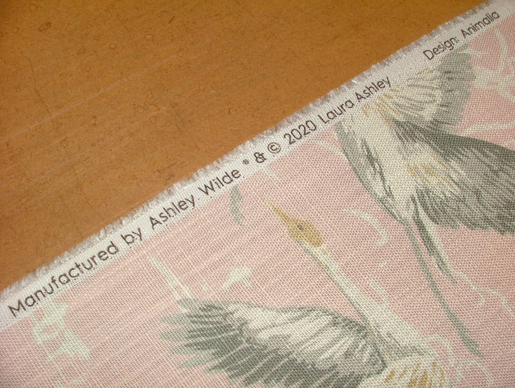 Laura Ashley Animalia Pink Crane Bird Fabric Curtain Upholstery Cushion