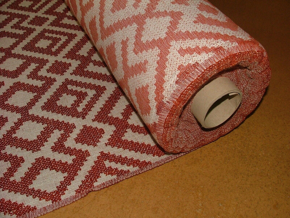 22 Metres Aztec Rust Jacquard Flame Retardant Fabric Upholstery Cushion Use