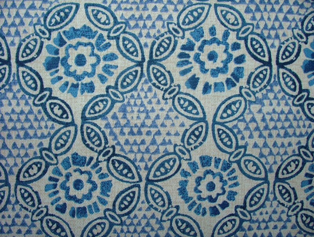 Grand Bazaar Batik Blue Cotton Curtain Upholstery Cushion Roman Blind Fabric