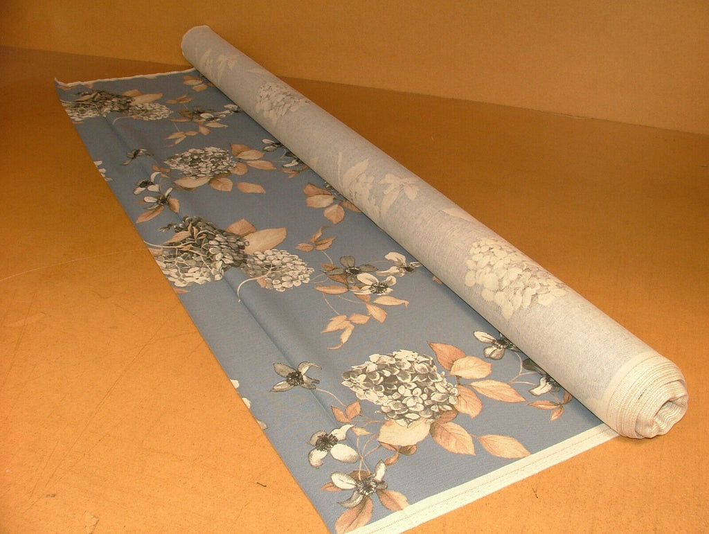 10 Metres Hydrangea China Blue Floral Cotton Fabric Curtain Upholstery Cushion