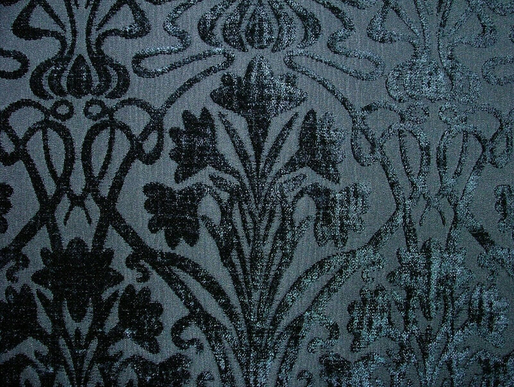 Art Nouveau Indigo Blue Thick Chenille Fabric Curtain Upholstery Quilting Morris