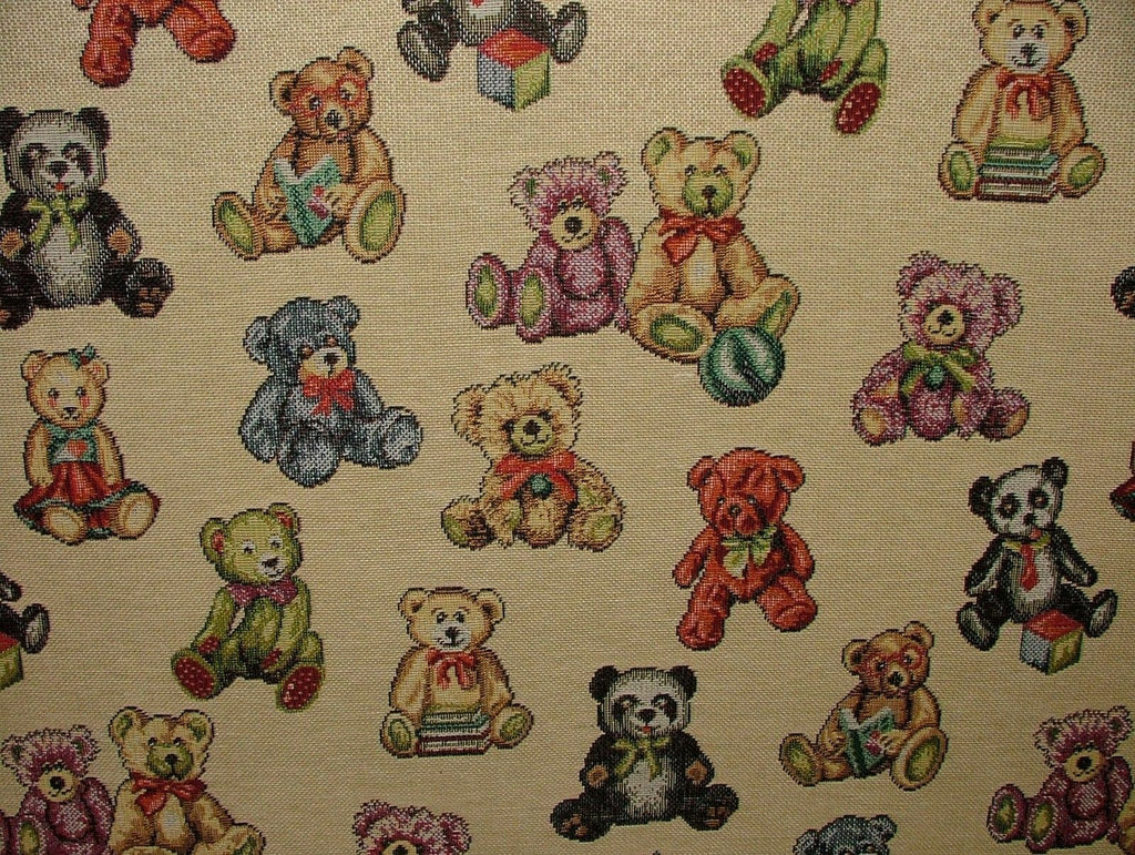 Teddy Bear "Animal Tapestry" Designer Fabric Upholstery Curtains Cushions Throws