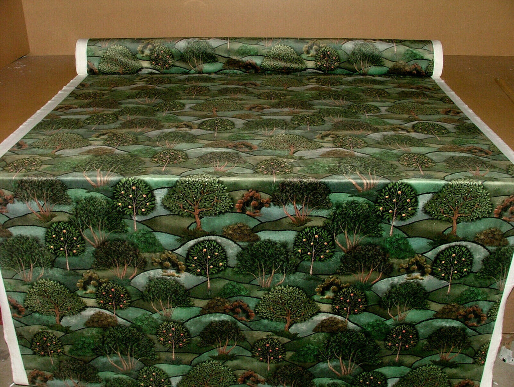 Green Meadow Velvet Curtain Upholstery Cushion Plush Soft Velvet Tree Fabric