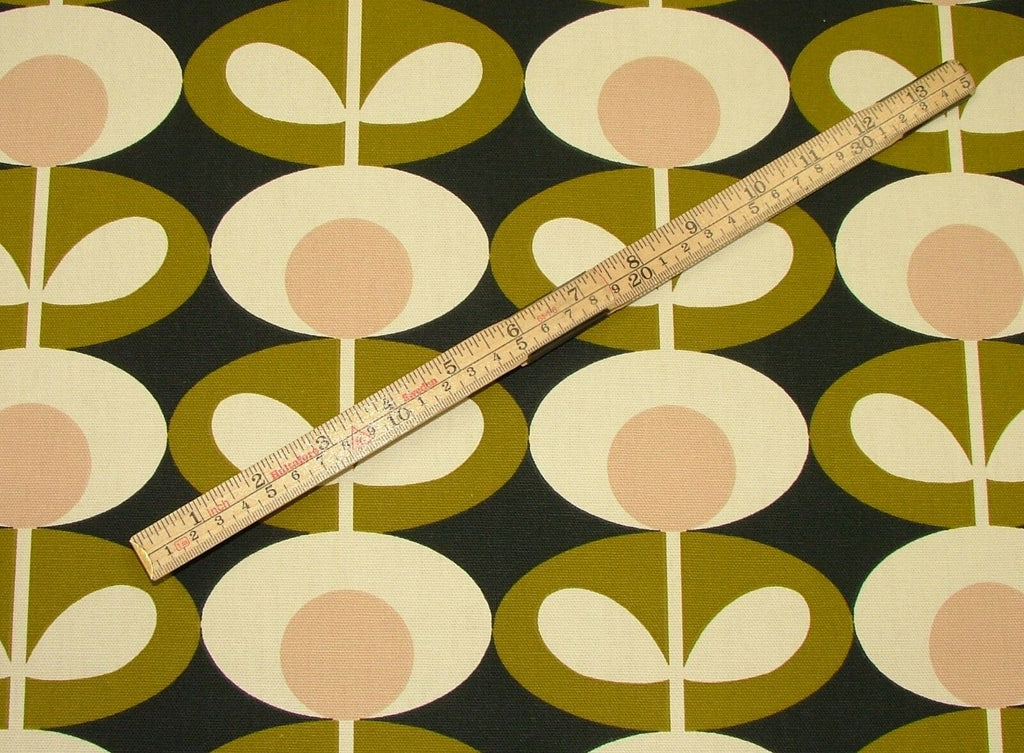 Designer Orla Kiely Oval Flower Seagrass Cotton Curtain Upholstery Craft Fabric
