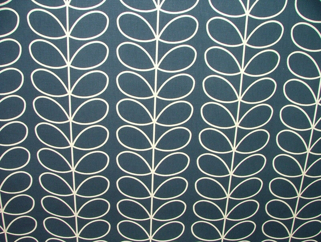 Designer Orla Kiely Linear Stem Whale Navy Blue Curtain Upholstery Craft Fabric