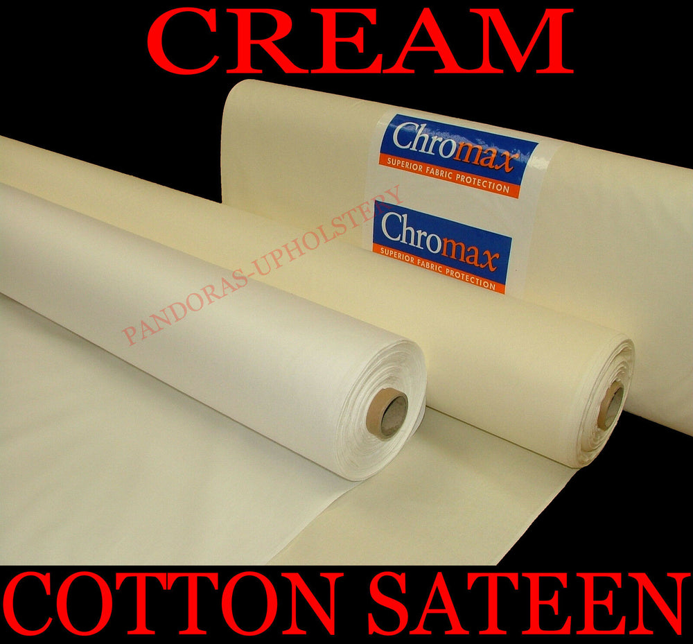 20 Metre Roll 100% Cotton Sateen Ivory Cream Curtain Fabric Lining 54" Wide