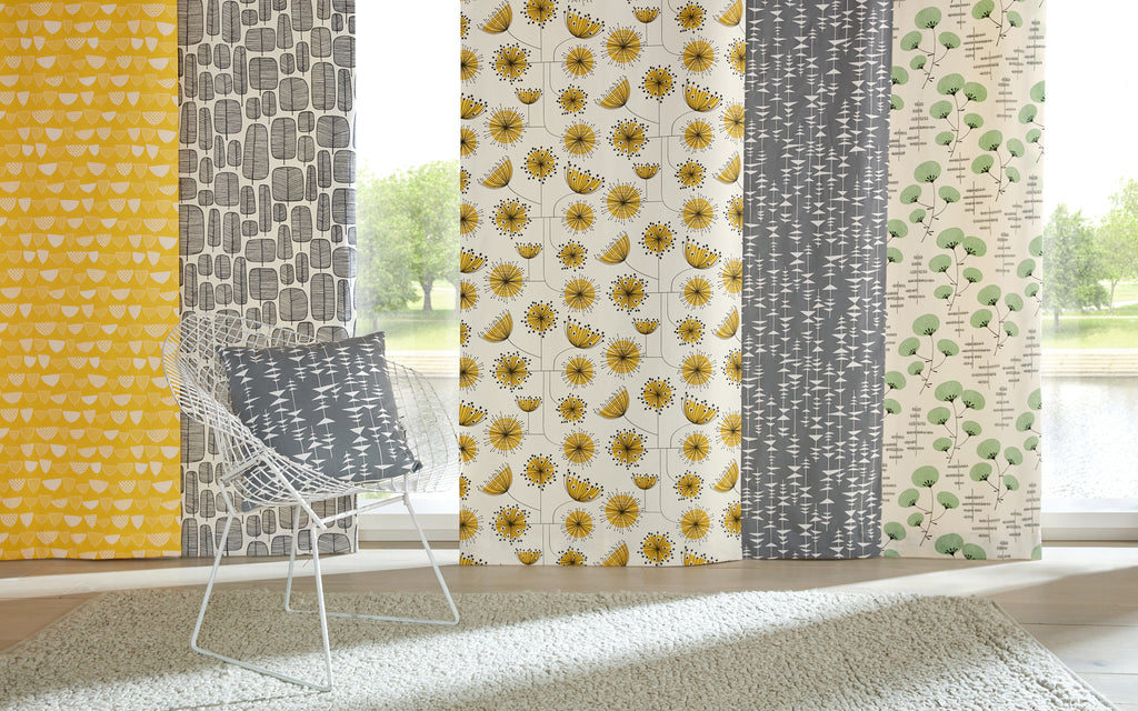 Little Trees Yellow Curtain Upholstery Cushion Fabric Volume 1 By MissPrint